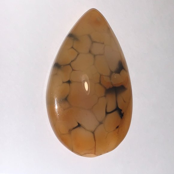 Orange and Black Dragon Veins Agate Teardrop Pendant - Picture 1 of 7